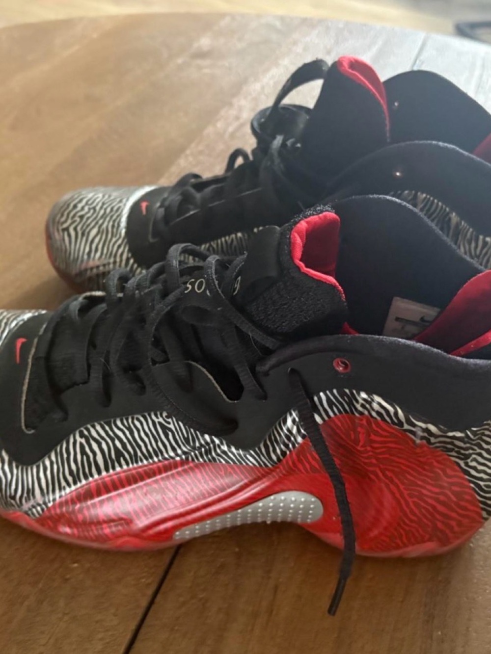 Nike Air Flightposite Zebra Black Red Silver High Top Sneaker Men Size 8